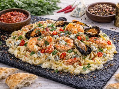 Паста Блю-чиз с морепродуктами 