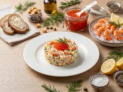 Оливье с раковыми шейками