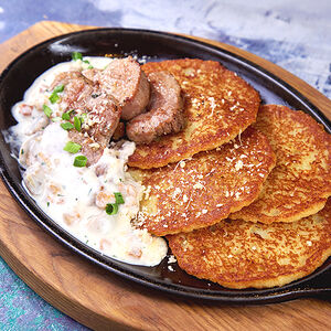 Драники со свининой и грибами