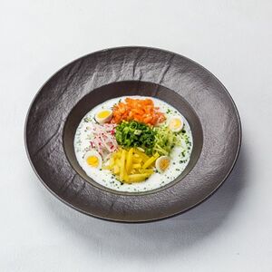 Окрошка с лососем слабой соли