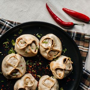 Запеченные манты с рубленной говядиной