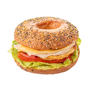 Бейгл с цыпленком и омлетом