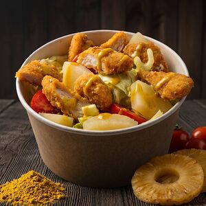 Салат с ананасом и куриными стрипсами