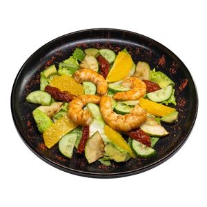 Салат с креветками и апельсином