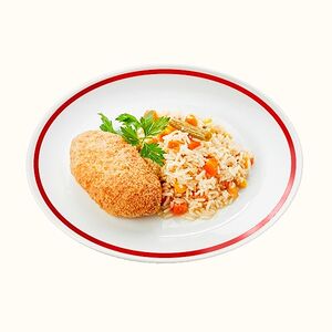 Зраза из индейки с крем-чизом, рисом и овощами