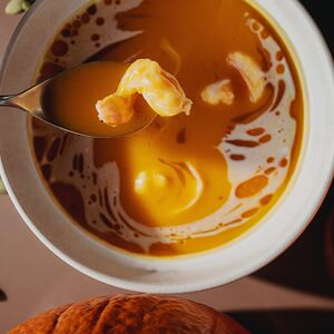 Тыквенный суп с креветками