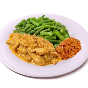 Фасоль стручковая с курицей карри