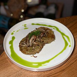 Овощные драники с жареными грибами