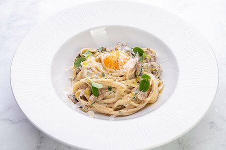 Карбонара с говяжьим беконом