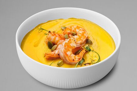 Тыквенный суп с креветками