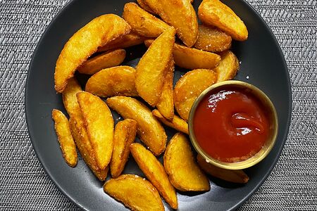 Запечённые картофельные дольки с томатным соусом
