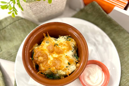 Пельмени домашние ручной лепки запеченные с сыром