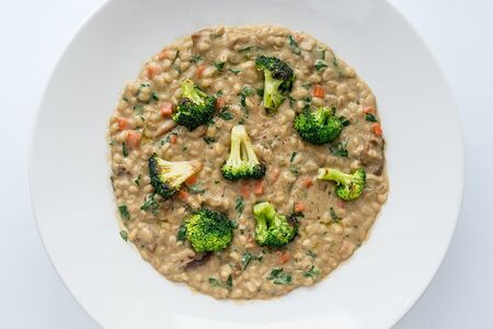 Перлотто с овощами и белыми грибами