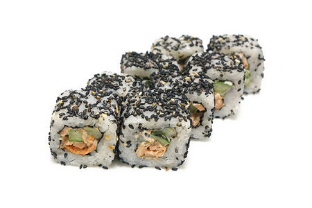 Ролл Черный с жареным лососем