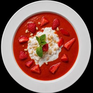 Гаспачо с клубникой и страчателлой