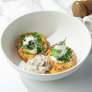 Хашбраун с грибным соусом