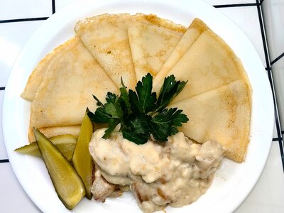 Мачанка с блинами по-домашнему