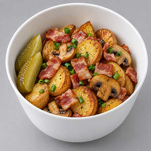 Жареный картофель с грибами и беконом