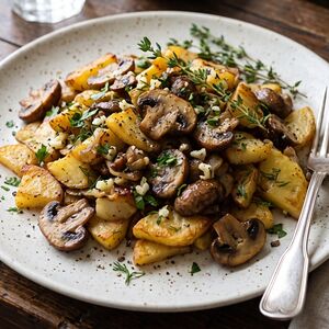 Картофель, жаренный с грибами