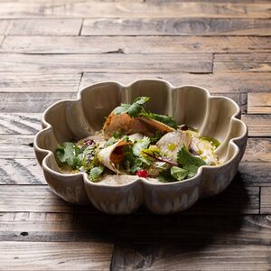 Куриная грудка с муссом сациви и гранатовым соусом