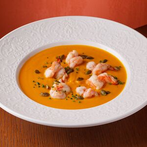 Тыквенный крем-суп с креветкой