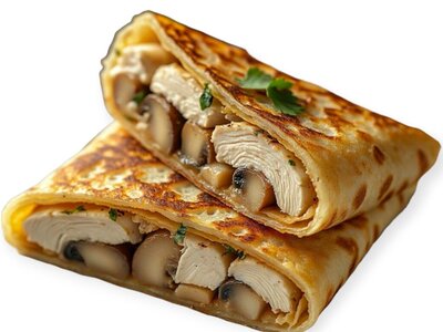 Блин с цыпленком и грибами