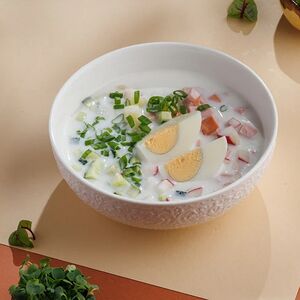 Окрошка на кефире с говядиной 