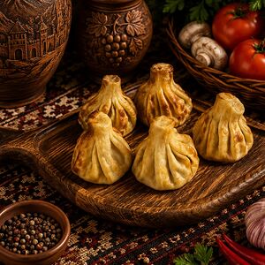 Хинкали жареные с бараниной