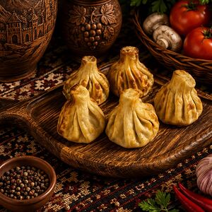 Хинкали жареные с говядиной