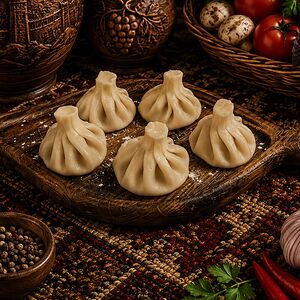 Хинкали с сыром, зеленью и томатами