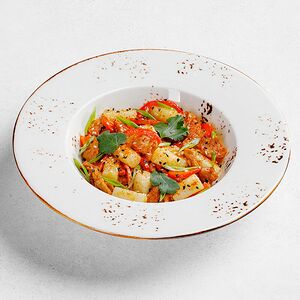 Токпокки с растительным мясом в соусе терияки