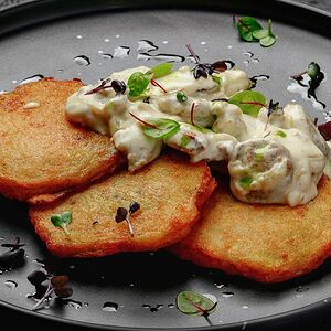 Драник по-деревенски с мачанкой