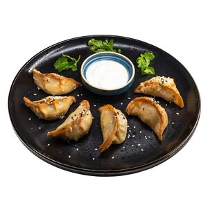 Китайские пельмени с креветкой и яйцом