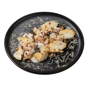 Рыба Палтус с фрикасе из креветок