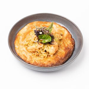 Лепешка Роти с рисом карри и креветками