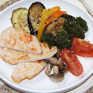 Հավի սթեյք գրիլ բանջարեղենով