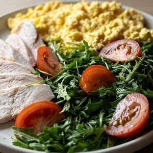 Белковый завтрак с рукколой