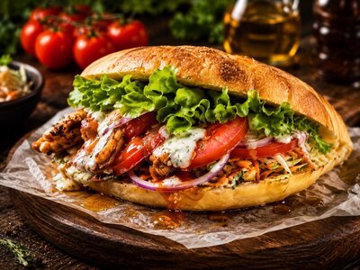 Шаурма в турецком хлебе с курицей