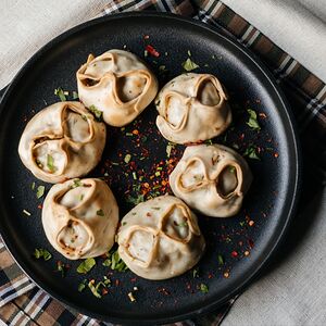 Запеченные манты с рубленой говядиной