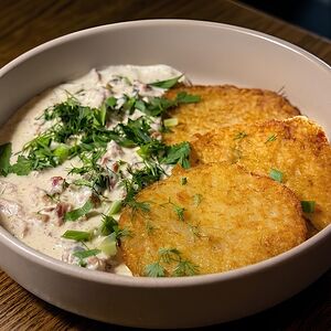 Драники с мачанкой