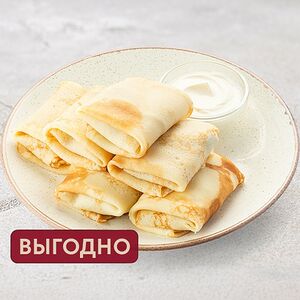 Большая порция блинчиков с мясом