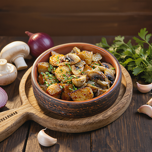 Картофель с грибами на кеци 180гр