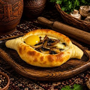 Хачапури по-аджарски с грибами