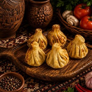 Хинкали жареные (свинина-говядина)