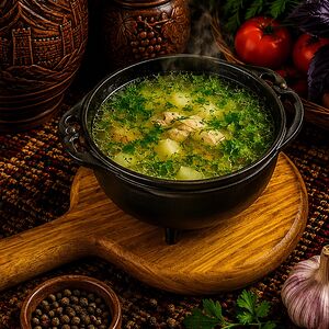 Куриный суп с домашней лапшой 