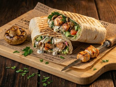 Мангал-ролл Грибной из курицы