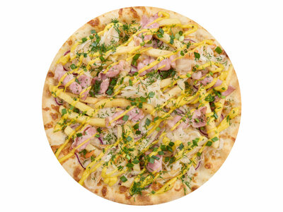 Пицца с беконом, картофелем фри и квашеной капустой