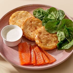 Картофельные драники с форелью