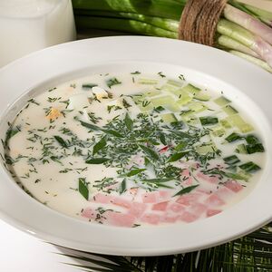 Окрошка с мортаделлой на заправке