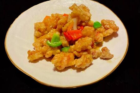 Свинина в кляре с овощами в соевом соусе (35)